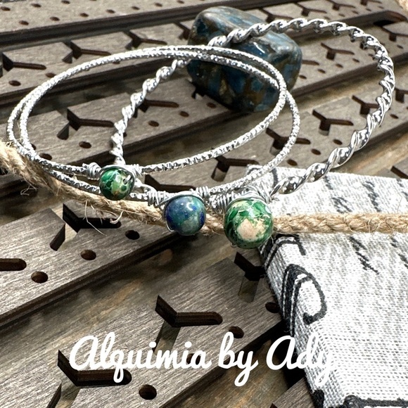 Alquimia Silver and Green Bracelets - Picture 1 of 9